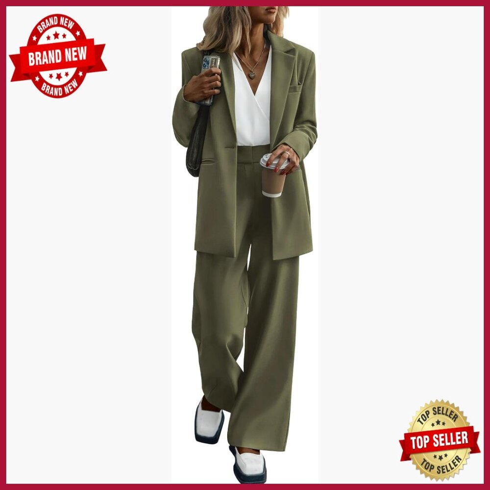 Oversized Blazer And Wide Leg Pantsuit Business Casual Set